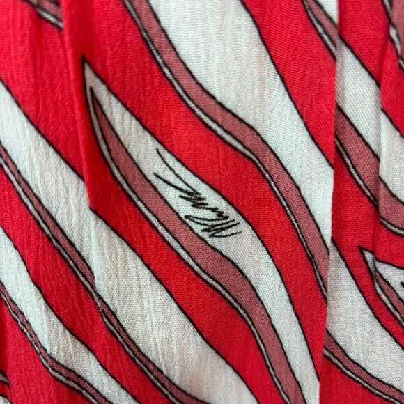 Michael Kors Zebra Square Neck Sleeveless Red Tier Midi Dress XS NWT $175 - Picture 9 of 14